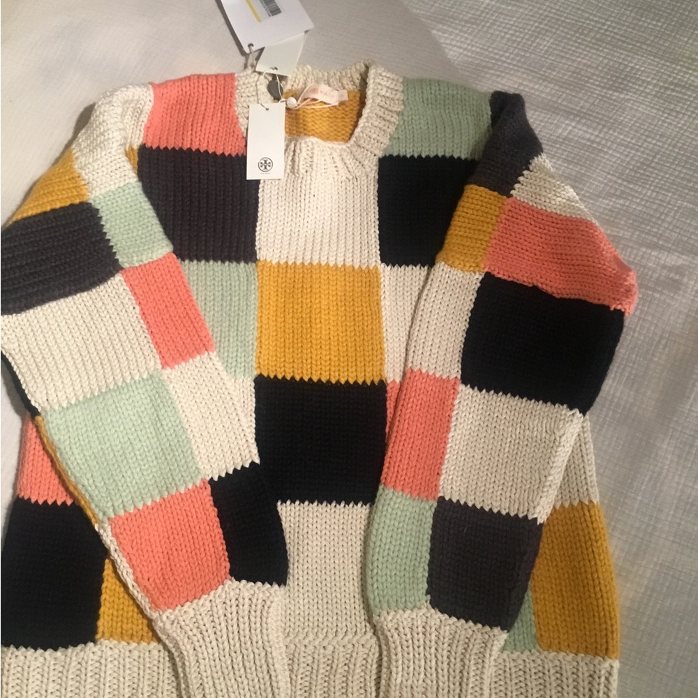 Tory Burch Multicolor Patchwork Sweater NWT - image 1